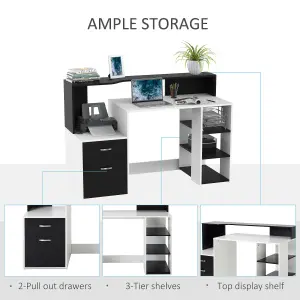 HOMCOM Multi-Storage & Workstation Desk Table Storage Shelves Home Office