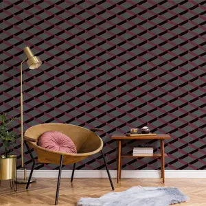 Galerie Luxe Burgundy Grey Shadow Trellis Smooth Wallpaper