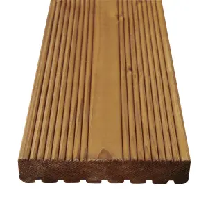 Klikstrom Lemhi Brown Pine Deck board (L)3.6m (W)144mm (T)27mm