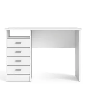 Function Plus 4 Drawer Desk in White