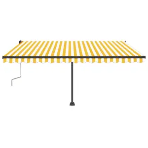 Berkfield Manual Retractable Awning with LED 400x350 cm Yellow and White