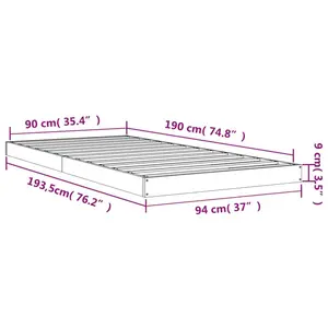 Bed Frame Solid Wood Black / Single (3')