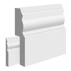 National Skirting Edwardian MDF Skirting Board Cover - 150mm x 25mm 4200mm Primed (To Cover 80mm Existing Skirting)