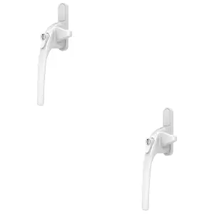 2 PACK - White Cockspur Locking Window Handle - Left Hand - 9 13 17 & 21mm Rebate