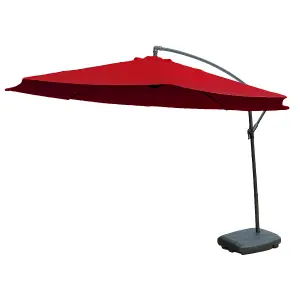 KCT Garden Parasol 3m Large Burgundy Cantilever with Protective Cover and Base