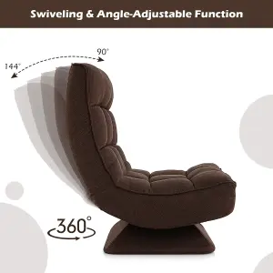 Costway Folding Floor Gaming Chair Swivel Lazy Padded Lounge Chair 4-Position Adjustable