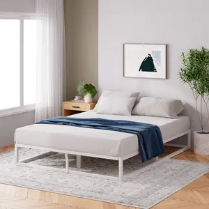 Dekker Minimal Metal Bed - 25 cm High White / European Double (140 x 200cm)