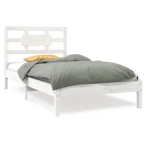 Berkfield Bed Frame White Solid Wood 100x200 cm