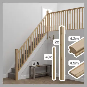 Full Stair Balustrade Kit 4.2m (stop chamfered)