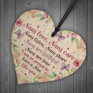 Red Ocean Special Nan Gifts Nan Birthday Gifts Wooden Heart Mother's Day Gifts Grandparent Gifts Keepsake Plaque