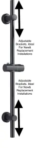 KeenFix Matt Black 700mm Shower Riser Rail Kit