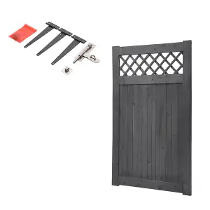 90cm W x 2.3cm D x 150cm H Grey Rhombus Garden Wood Fence Gate, Assembly Required Wooden Door