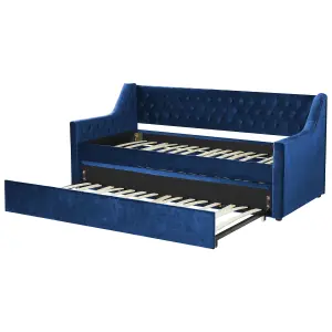 Velvet EU Single Trundle Bed Blue MONTARGIS