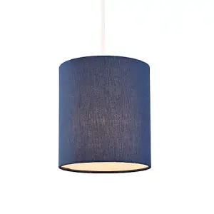 Contemporary and Elegant Midnight Blue Linen Fabric 18cm Cylinder Lamp Shade