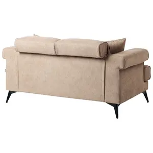 2 Seater Fabric Sofa Light Brown SKIVE