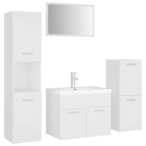 Berkfield Bathroom Furniture Set White Engineered Wood