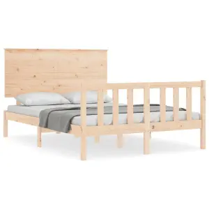 Berkfield Bed Frame with Headboard Small Double Solid Wood