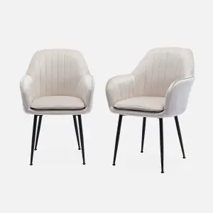 sweeek. Pair of accent velvet armchairs with metal legs Shella velvet White 57x59x84.5 cm