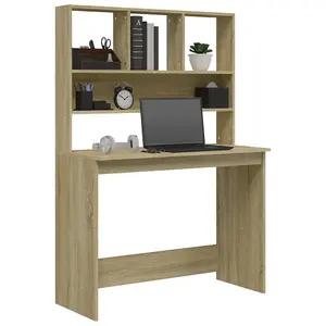 Berkfield Desk with Shelves Sonoma Oak 102x45x148 cm Engineered Wood