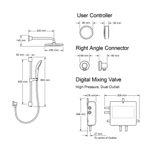 Mira Activate Dual High Pressure Chrome effect Rear fed Low pressure Digital Concealed valve Shower