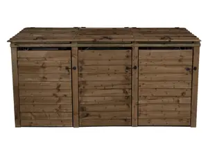 Wooden Wheelie Bin Store (Triple, Rustic Brown)