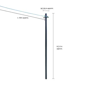 JVL Heavy Duty Clothes Pole Post with Washing Line and Ground Socket, 2.4m, 2 Pack