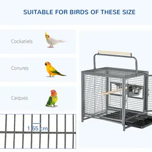 PawHut Parrot Cage, Travel Carry Pet Bird Cage Cockatiel w/ Metal Handle