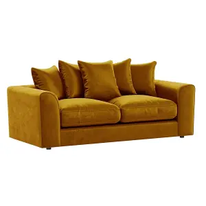 Brooklyn Plush Velvet Fibre Fabric 3 Seater sofa  Gold