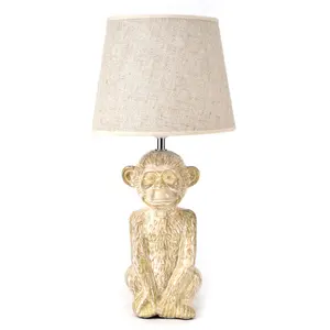 Hestia Monkey Table Lamp with Tonal Shade