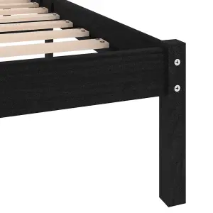 Berkfield Bed Frame Black Solid Wood 135x190 cm Double