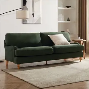 DUSK Hampshire 3 Seater Sofa - Dark Olive Green - Matte Velvet