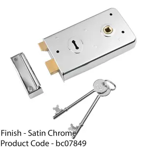 Traditional Contract Rim Deadlock 140 x 76mm Satin Chrome Door Latch