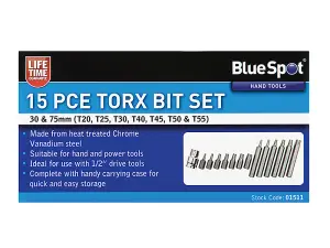 BlueSpot Tools TORX Bit Set, 15 Piece