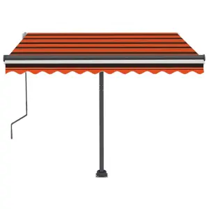 Berkfield Manual Retractable Awning with LED 350x250 cm Orange and Brown