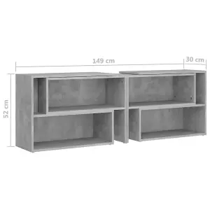 Berkfield TV Cabinet Concrete Grey 149x30x52 cm Engineered Wood