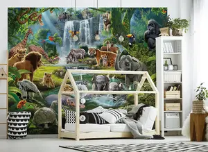 Walltastic Jungle Adventure Multicolour Smooth Wallpaper Mural 8ft high x 10ft wide