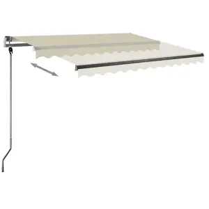 Berkfield Manual Retractable Awning with LED 350x250 cm Cream