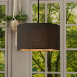 ValueLights Reni Charcoal Fabric Medium Ceiling Pendant Lamp Shade