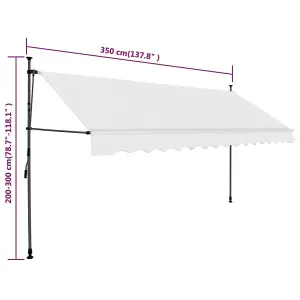 Berkfield Manual Retractable Awning with LED 350 cm Cream