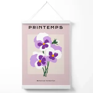 Purple Pansies Flower Market Simplicity Poster with Hanger / 33cm / White