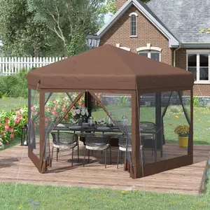 Outsunny 4x4m Garden Gazebo Tent Outdoor Metal Adjustable Sunshade w/ Net