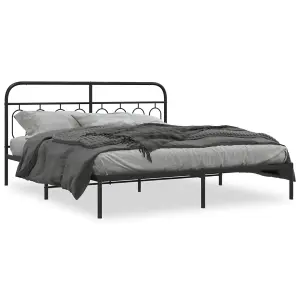 Berkfield Metal Bed Frame without Mattress with Headboard Black 193x203cm