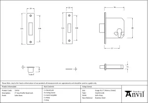 From The Anvil Satin Brass 3" Euro Profile Dead Lock