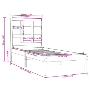 Berkfield Bed Frame Solid Wood 90x200 cm