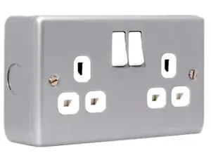 BG 13A Metal Clad Double Switched Socket, Scratch Resistant Steel