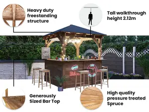 Dunster House Garden Bar Wooden Outdoor Gazebo 2.5m x 2.5m Heavy Duty Leviathan C