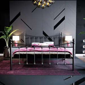 Vida Designs Paris Black 5ft King Size Metal Bed Frame, 200 x 150cm