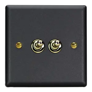 Varilight 2-Gang 10A 1- or 2-Way Toggle Switch Vogue Matt Black