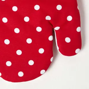 Homescapes Red Polk Dot Cotton Oven Glove