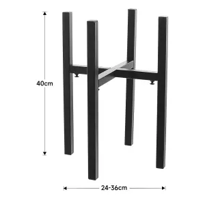 Black Simple Style Retractable Cross Metal Plant Stand Flower Pot Holder for Indoor Outdoor